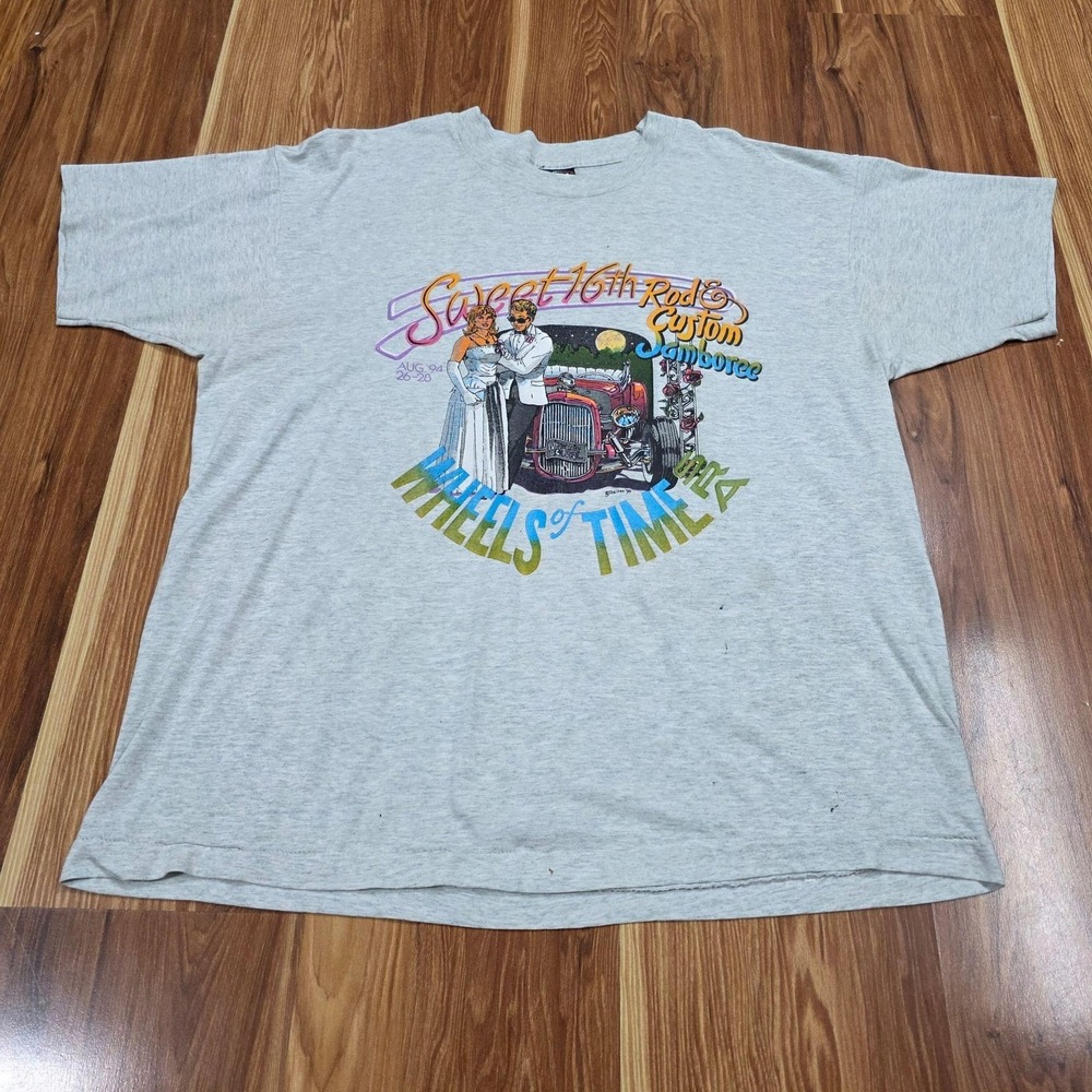 Vintage Wheels Of Time Sweet 16th Shirt Mens XL Gray Fruit Of The Loom 1994 90s
